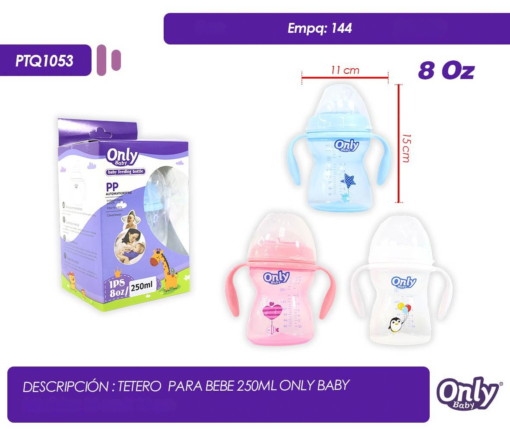 Tetero con asas libre de BPA 8 onzas 250ml Only Baby